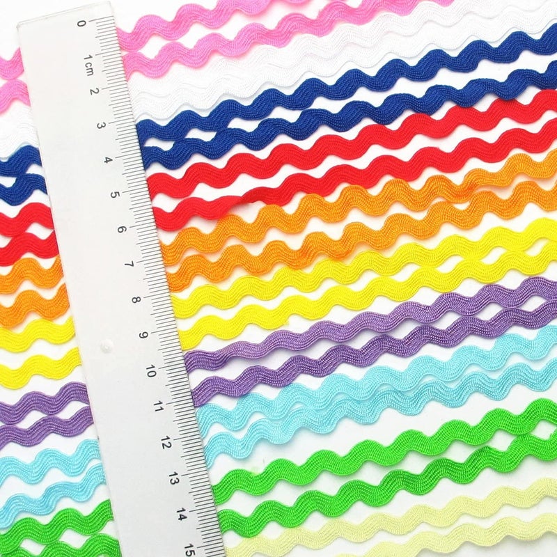 Dandan DIY 50yards Multi-Colors Colorful 5mm Wave Bending Fringe Trim Ribbon for Clothes Dress Sewing Flower Making Home Party Wedding Decoration Lace Ribbon Craft Supply - Image 3